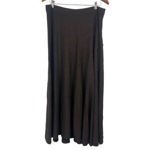 Chicos Midi Skirt Size 2 Large Brown Maxi Long Stretch Full Women NWT New
